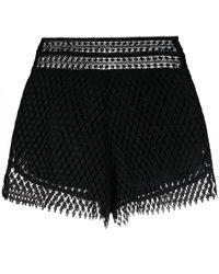 Ermanno Scervino - Schwarze baumwoll-broderie-anglaise-mini-shorts - Lyst