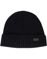 Barbour - Accessoires ,Zwart ,Wol Effen Kleur Wol En Fleece Muts - Lyst