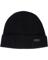 Barbour - Accessoires ,Zwart ,Wol Effen Kleur Wol En Fleece Muts - Lyst