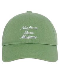 Drole de Monsieur - Accessoires ,Groen ,Katoen Slogan Calligraphy Cap - Lyst