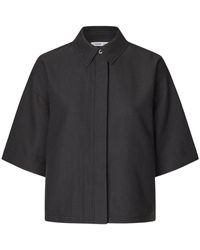 Samsøe & Samsøe - Overhemden ,Zwart ,Zwarte Salula Shirt - Lyst