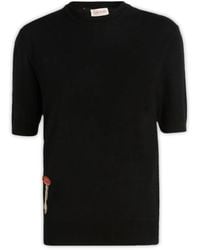 Lanvin - Tops ,Zwart ,T-Shirt Met Ronde Hals En Korte Mouwen - Lyst