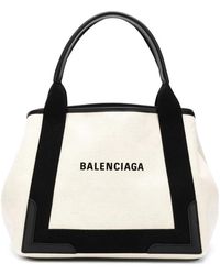 Balenciaga - Kompakte cabas s tote tasche,kompakte cabas s tote - weiß/marineblau - Lyst