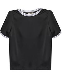 Herno - T-shirt in satin nero con bordini a contrasto - Lyst
