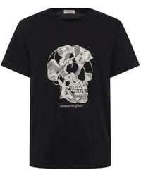 Alexander McQueen - Skull print baumwoll t-shirt in schwarz - Lyst