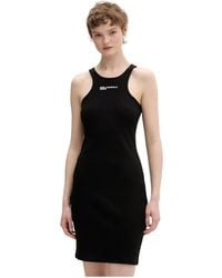 KARL LAGERFELD - Kleedjes ,Zwart ,Katoen Klj Ribbed Jurk - Lyst