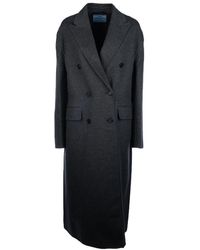 Prada - Double-Breasted Double Cashwool Jas - Lyst