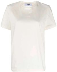 MSGM - Tops ,Wit ,Katoen Cotton Jersey Logo Box T-Shirt - Lyst