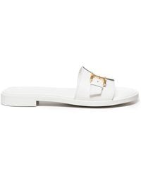Chloé - Weiße leder sandalen schnalle micro heel - Lyst