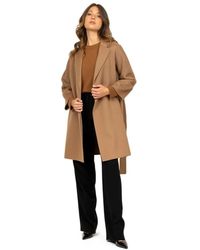 Max Mara - Jassen ,Bruin ,Wol Korte Camel Wollen Jas Dubbele Stof - Lyst