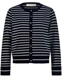 Sofie Schnoor - Donkerblauw Gestreepte Vest Met Knoopsluiting - Lyst