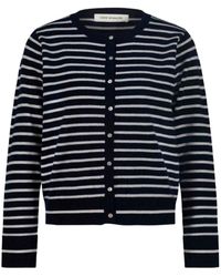 Sofie Schnoor - Donkerblauw Gestreepte Vest Met Knoopsluiting - Lyst