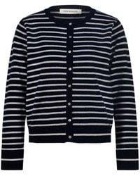 Sofie Schnoor - Dunkelblauer Gestreifter Cardigan Mit Knopfleiste - Lyst