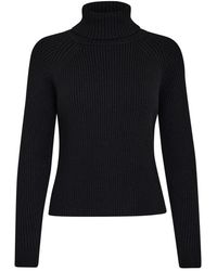 Minus - Zwarte Gebreide Coltrui Sweater Mi4196 - Lyst