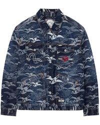 Evisu - Allover Seagull Cranes Jacquard Loose Fit Denim Jacket - Lyst