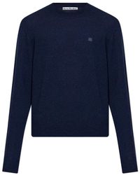 Acne Studios - Truien & Vesten ,Blauw ,Wol Crewneck Sweater - Lyst
