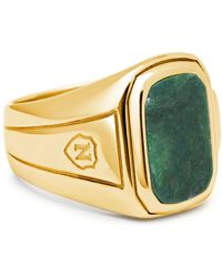 Nialaya - Vergoldeter grüner jade siegelring - Lyst