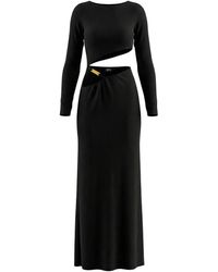 Gcds - Kleedjes ,Zwart ,Polyester Asymmetrische Geribbelde Jurk Van Gebreide Stof - Lyst