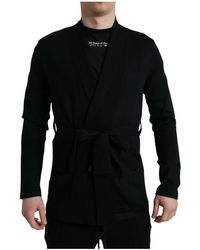 Dolce & Gabbana - Black Cashmere Belted Knit Cardigan Sweater - Lyst