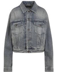 Balenciaga - Jassen ,Blauw ,Katoen Blauw Rust Katoenen Small Fit Jas - Lyst