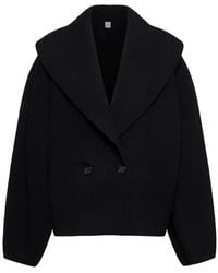 TOTEME - Truien & Vesten ,Zwart ,Wol Zwarte Shawl Kraag Sweater - Lyst