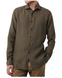 Xacus - Overhemden ,Groen ,Linnen Linnen Overhemd Tailor Fit Knoopsluiting - Lyst