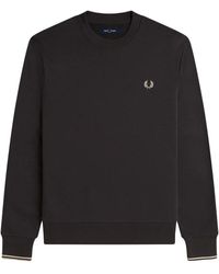 Fred Perry - Geribbelde Crew Neck Sweater Grijs - Lyst