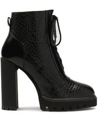 Kazar - Geprägte Lederstiefel Mit Absatz Und Dicker Sohle - Lyst