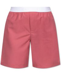 Gucci - Korte Broeken ,Roze ,Wol Logo Waistband Wool Shorts - Lyst