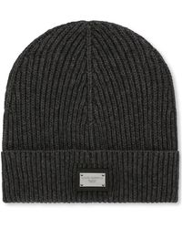 Dolce & Gabbana - Beanie Mit Logo-Schild - Lyst