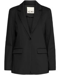 Ichi - Jassen ,Zwart ,Leer Zwarte Blazer Jas Lange Mouw - Lyst