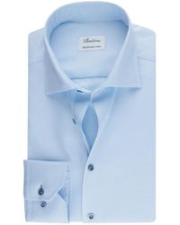 Stenströms - Blaues hahnentritt slim fit hemd - Lyst