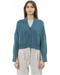 Alpha Studio - Truien & Vesten ,Groen ,Tijdloze Elegantie Cardigan - Lyst