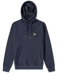 Belstaff - Hoodies & Sweatvesten ,Blauw ,Katoen Klassieke Patch Popover Hoody - Lyst