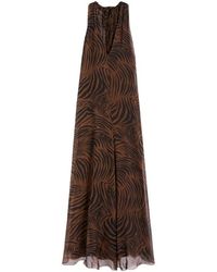 Max Mara - Kleedjes ,Bruin ,Chiffon Silk Chiffon Maxi Jurk - Lyst