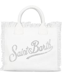 Mc2 Saint Barth - Weiße Baumwoll-Einkaufstasche Mit Fransen - Lyst