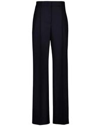 Prada - Broeken ,Blauw ,Rechtgesneden Virgin Wool Broek - Lyst