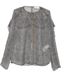 Elisabetta Franchi - Overhemden ,Zwart ,Python-Print Zijden Blouse - Lyst