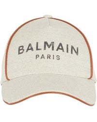 Balmain - Cappellino b-army in cotone con logo marrone - Lyst