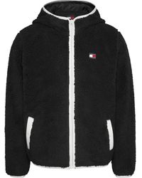 Tommy Hilfiger - Jassen ,Zwart ,Polyester Faux Fur Shearling Jassen Zwart Rits - Lyst