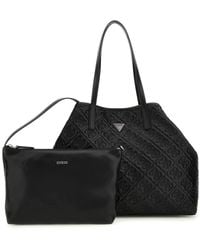 Guess - Tassen ,Zwart ,Adelasia Multi Comp Zwarte Schoudertas - Lyst
