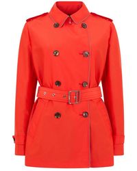 Moorer - Jassen ,Rood ,Polyester Klassieke Trenchcoat Met Riem En Knopen - Lyst