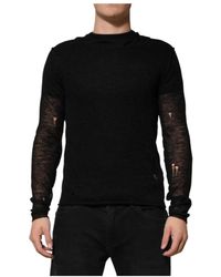 Dolce & Gabbana - Zwarte Mesh Longsleeve T-Shirt - Lyst