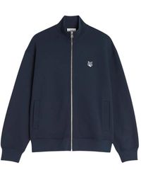 Maison Kitsuné - Hoodies & Sweatvesten ,Blauw ,Katoen Fox Head Zipped Comfort Sweatshirt - Lyst