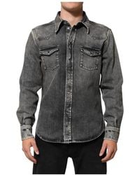 Dolce & Gabbana - Zwarte Snap Longsleeve Casual Shirt - Lyst