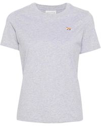 Maison Kitsuné - T-shirts,graue t-shirts und polos mit fox patch - Lyst