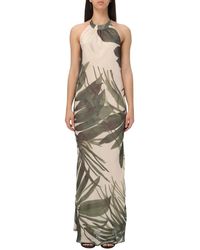 Hanita - Bladprint Maxi Jurk Elegante Stijl - Lyst
