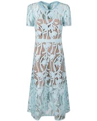 Self-Portrait - Kanten Midi-Jurk Met Korte Mouwen - Lyst