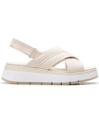 Clarks - Schoenen ,Leer Platte Sandalen Voor Vrouwen - Lyst