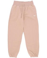 Nike - Fitness ,Roze ,Katoen Fleece Trainingsbroek High-Waisted Oversized - Lyst